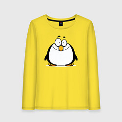 Лонгслив хлопковый женский Глазастый пингвин, цвет: желтый