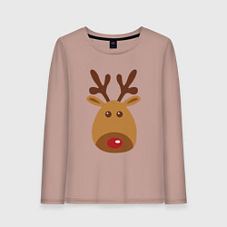 Лонгслив хлопковый женский Олень 2022, цвет: пыльно-розовый