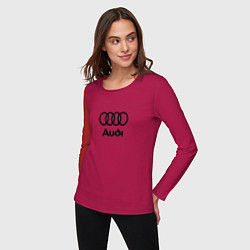 Лонгслив хлопковый женский Audi, цвет: маджента — фото 2