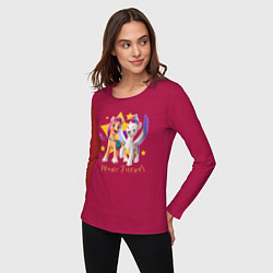 Лонгслив хлопковый женский Magic Pony Friends, цвет: маджента — фото 2