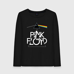 Лонгслив хлопковый женский PINK FLOYD LOGO ПИНК ФЛОЙД, цвет: черный