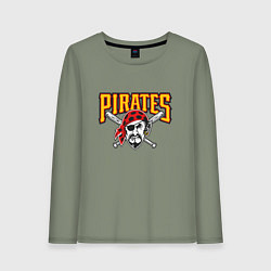 Лонгслив хлопковый женский Pittsburgh Pirates - baseball team, цвет: авокадо