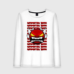 Лонгслив хлопковый женский GEOMETRY DASH КРАСНЫЙ ОГНЕННЫЙ ДЕМОН, цвет: белый