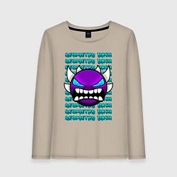 Лонгслив хлопковый женский GEOMETRY DASH ФИОЛЕТОВЫЙ ДЕМОН ГЕОМЕТРИЯ, цвет: миндальный