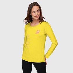Лонгслив хлопковый женский Adele Logo, цвет: желтый — фото 2