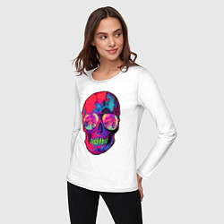 Лонгслив хлопковый женский Skull & bicycle, цвет: белый — фото 2