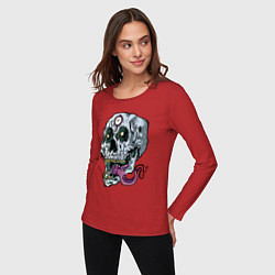 Лонгслив хлопковый женский Art skull 2022, цвет: красный — фото 2