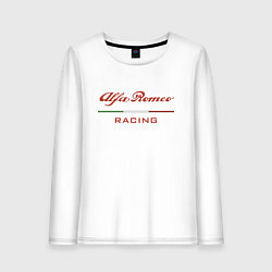 Лонгслив хлопковый женский Alfa Romeo racing - logo, цвет: белый