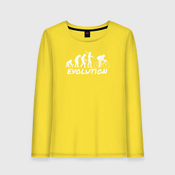 Лонгслив хлопковый женский Эволюция велосипедиста, цвет: желтый