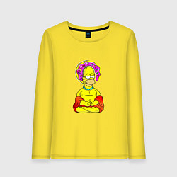 Лонгслив хлопковый женский Гомер - бог пончиков, цвет: желтый