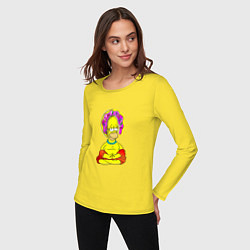 Лонгслив хлопковый женский Гомер - бог пончиков, цвет: желтый — фото 2