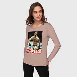Лонгслив хлопковый женский Конор МакГрегор McGregor, цвет: пыльно-розовый — фото 2