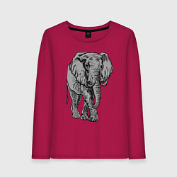 Лонгслив хлопковый женский Огромный могучий слон, цвет: маджента