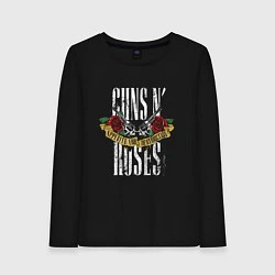 Лонгслив хлопковый женский Guns N Roses Рок группа, цвет: черный