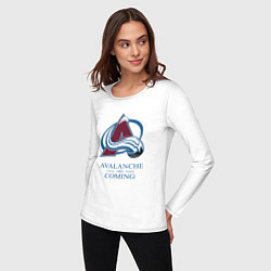 Лонгслив хлопковый женский Colorado Avalanche are coming , Колорадо Эвеланш, цвет: белый — фото 2