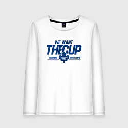 Лонгслив хлопковый женский Toronto Maple Leafs We want the cup Торонто Мейпл, цвет: белый