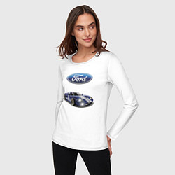 Лонгслив хлопковый женский Ford Racing team, цвет: белый — фото 2