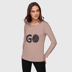 Лонгслив хлопковый женский Go Volleyball, цвет: пыльно-розовый — фото 2