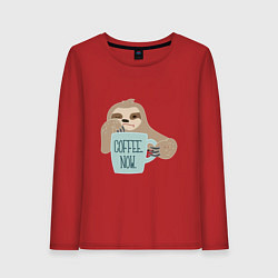 Женский лонгслив Ленивец с кофе