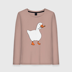 Лонгслив хлопковый женский ГУСЬ С НОЖОМ МЕМ, цвет: пыльно-розовый