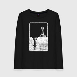 Лонгслив хлопковый женский Шахматы БелыеЧерные - пешка и король, цвет: черный