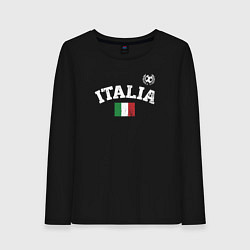 Лонгслив хлопковый женский Футбол Италия, цвет: черный