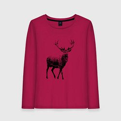 Лонгслив хлопковый женский Черный олень Black Deer, цвет: маджента