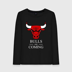 Лонгслив хлопковый женский Chicago Bulls are coming Чикаго Буллз, цвет: черный