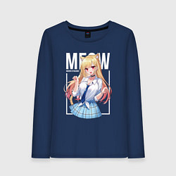 Лонгслив хлопковый женский Meow Marin, цвет: тёмно-синий