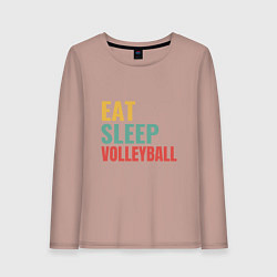 Лонгслив хлопковый женский Eat - Sleep - Volleyball, цвет: пыльно-розовый