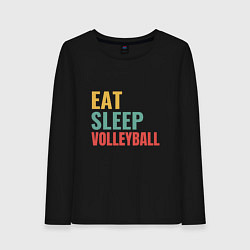 Лонгслив хлопковый женский Eat - Sleep - Volleyball, цвет: черный
