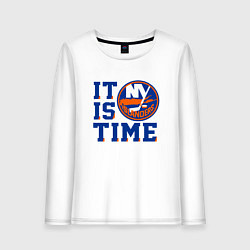 Лонгслив хлопковый женский It Is New York Islanders Time Нью Йорк Айлендерс, цвет: белый