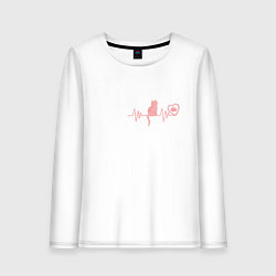 Лонгслив хлопковый женский Кардио котик, цвет: белый