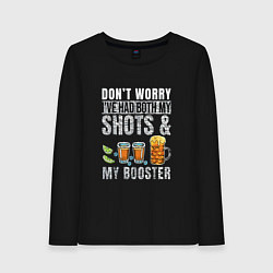 Лонгслив хлопковый женский Dont worry ive had both my shots, цвет: черный