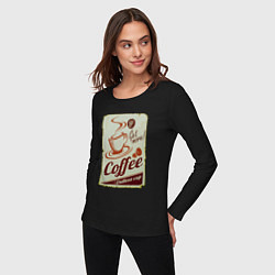 Лонгслив хлопковый женский Coffee Cup Retro, цвет: черный — фото 2
