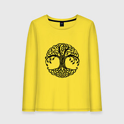 Лонгслив хлопковый женский Кельтское дерево жизни, цвет: желтый