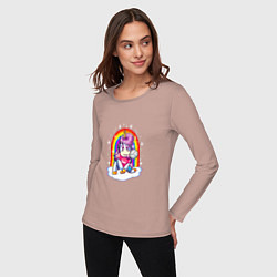 Лонгслив хлопковый женский Unicorn - Volleyball, цвет: пыльно-розовый — фото 2