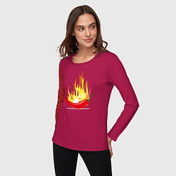 Лонгслив хлопковый женский Перец в огне, цвет: маджента — фото 2