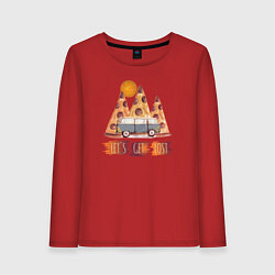 Лонгслив хлопковый женский Горные Походы и Пицца, цвет: красный