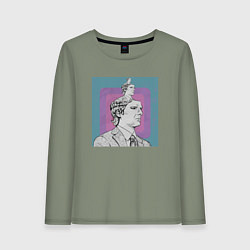 Лонгслив хлопковый женский Разделение 2022, цвет: авокадо