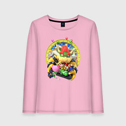 Лонгслив хлопковый женский Mario Party Team of heroes, цвет: светло-розовый