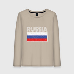 Лонгслив хлопковый женский Russia - Россия, цвет: миндальный