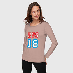 Лонгслив хлопковый женский RUS 18, цвет: пыльно-розовый — фото 2