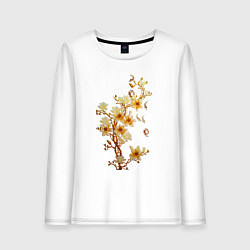 Лонгслив хлопковый женский Цветущая ветка Весна, цвет: белый