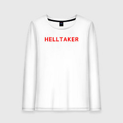 Лонгслив хлопковый женский Helltaker logo, цвет: белый