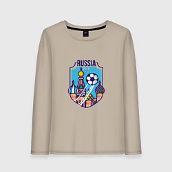 Лонгслив хлопковый женский Russia 2018, цвет: миндальный