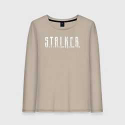 Лонгслив хлопковый женский S T A L K E R - Logo, цвет: миндальный