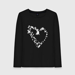 Лонгслив хлопковый женский Сердце в крестах Белое Коллекция Get inspired! Z-h, цвет: черный