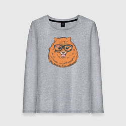 Лонгслив хлопковый женский Померанский шпиц хипстер, цвет: меланж