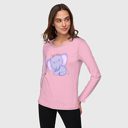Лонгслив хлопковый женский Милый Слонёнок С Бантиком, цвет: светло-розовый — фото 2